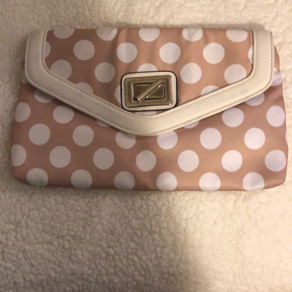 Aldo polkadot tan clutch